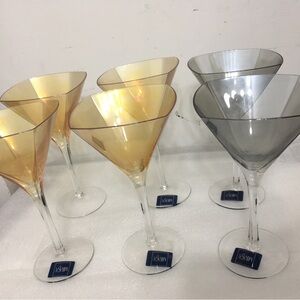 mikasa panache Two platinum And Four Gold martini glass 8oz. France Lead Crystal